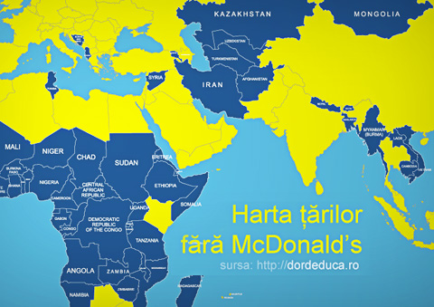 harta tarilor fara McDonald's
