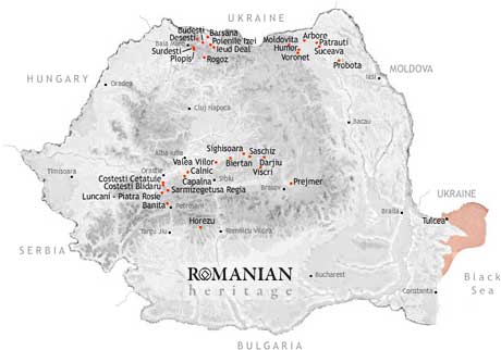 Harta Patrimoniului Universal UNESCO in Romania