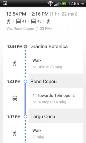 Directii orientare transport public Iasi pe Google Map